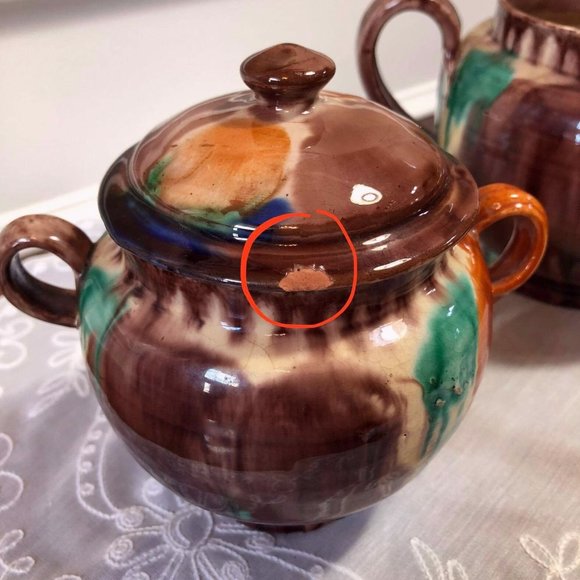 Mexican pottery - matching creamer and sugar bowl - Picture 10 of 10